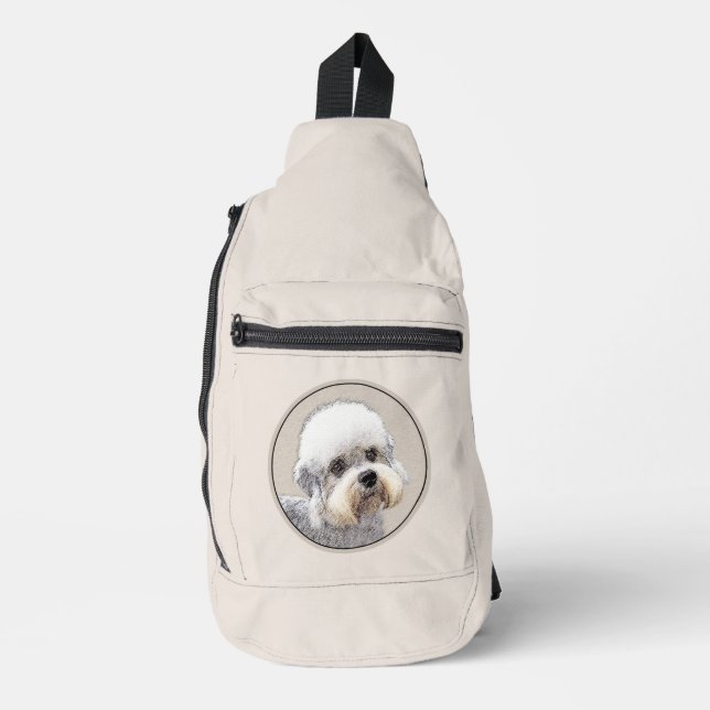 Dandie Dinmont Terrier Painting Original Dog Art Sling Bag (Front)
