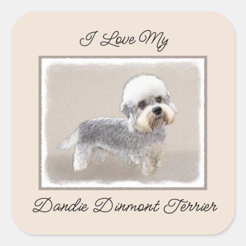 Dandie Dinmont Terrier Painting Original Dog Art Square Sticker