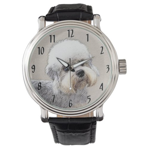 Dandie Dinmont Terrier Painting Original Dog Art Watch