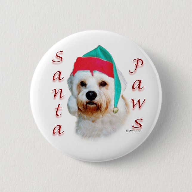 Dandie Dinmont Terrier Santa Paws Button (Front)