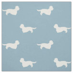 Dandie Dinmont Terrier Silhouettes Blue and White Fabric