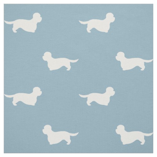 Dandie Dinmont Terrier Silhouettes Blue and White Fabric