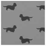 Dandie Dinmont Terrier Silhouettes Grey and Black Fabric