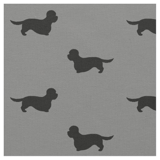 Dandie Dinmont Terrier Silhouettes Grey and Black Fabric