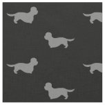 Dandie Dinmont Terrier Silhouettes Grey and Black Fabric
