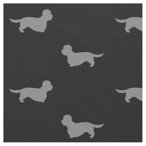 Dandie Dinmont Terrier Silhouettes Grey and Black Fabric