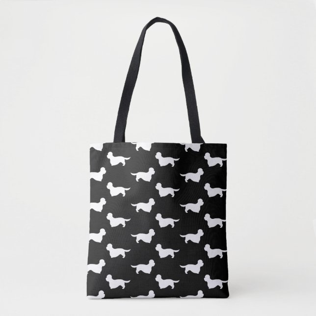 Dandie Dinmont Terrier Silhouettes Patterned Tote Bag (Front)