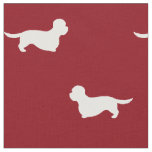 Dandie Dinmont Terrier Silhouettes Red and White Fabric