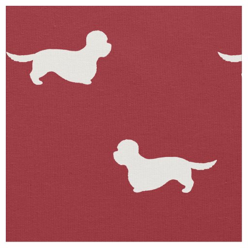 Dandie Dinmont Terrier Silhouettes Red and White Fabric
