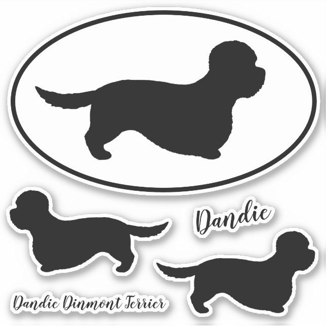 Dandie Dinmont Terrier Silhouettes Sticker Set (Front)