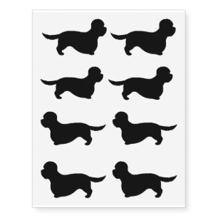 Dandie Dinmont Terrier Silhouettes Temporary Tattoos