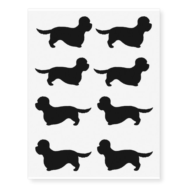 Dandie Dinmont Terrier Silhouettes Temporary Tattoos (Front)