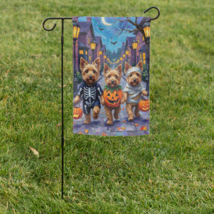 Dandie Dinmont Terrier Trick-or-Treating Halloween Garden Flag