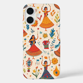 Dandiya Nights Seamless Pattern – Indian Festival  iPhone 16 Case