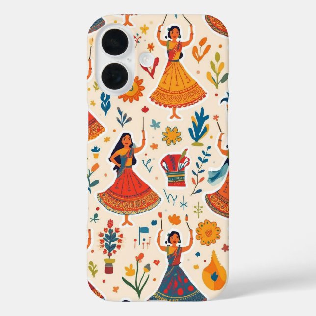 Dandiya Nights Seamless Pattern – Indian Festival  Case-Mate iPhone Case (Back)