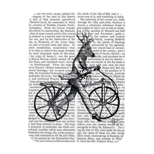 Dandy Deer on Vintage Bicycle Magnet (Vertical)