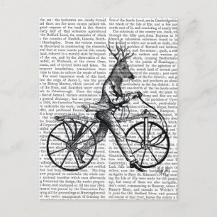 Dandy Deer on Vintage Bicycle Postcard