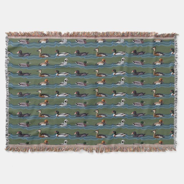 Dandy Ducks Throw Blanket (Green) (Front)