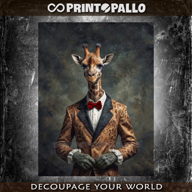 Dandy victorian dressed giraffe with bow tie tissue paper (Creator Uploaded)