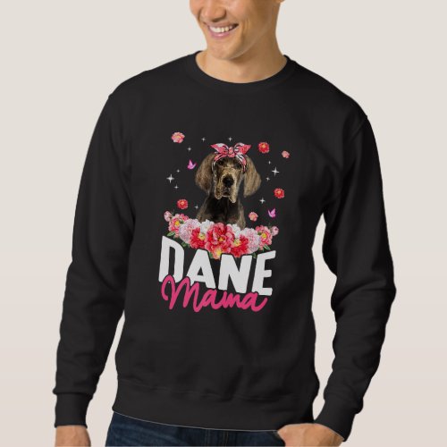 Dane Mama Flower Bandana Dog  Mothers Day Sweatshirt