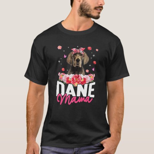 Dane Mama Flower Bandana Dog  Mothers Day T_Shirt