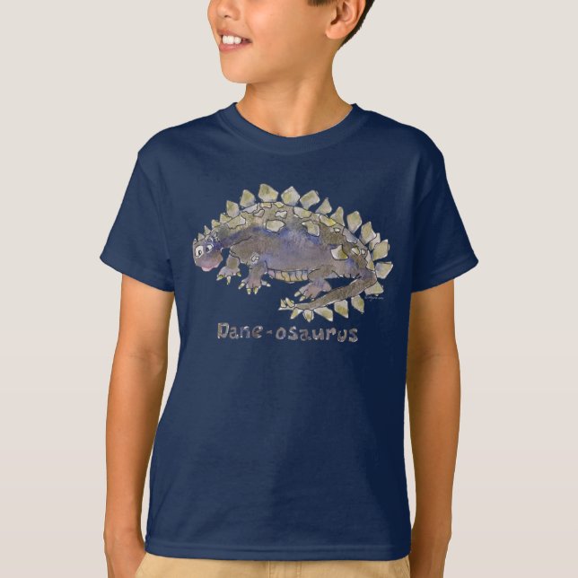 Dane-osaurus Cartoon Dinosaur T-Shirt (Front)