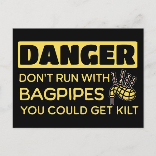 Danger Bagpipe Pun Postcard