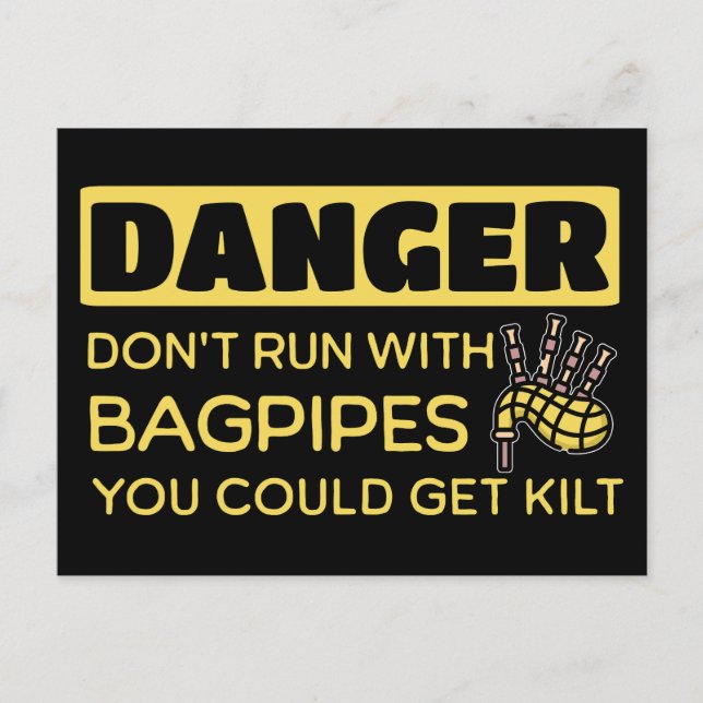 Danger Bagpipe Pun Postcard (Front)