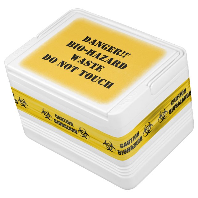 Danger Biohazard Waste Igloo Cooler (Angled)