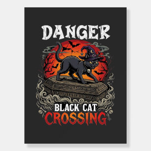 Danger Black Cat Crossing Halloween Witch Hat Coff Foam Board