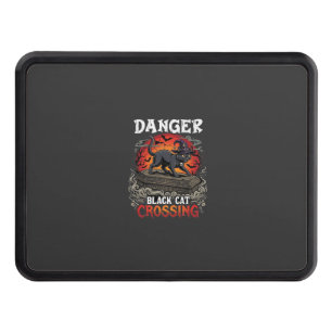 Danger Black Cat Crossing Halloween Witch Hat Coff Hitch Cover