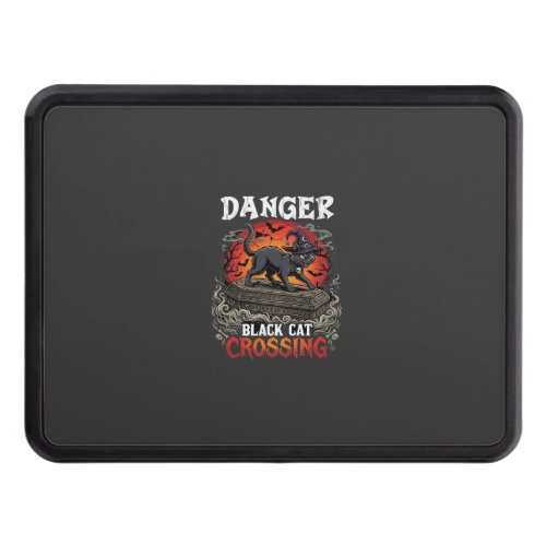 Danger Black Cat Crossing Halloween Witch Hat Coff Hitch Cover