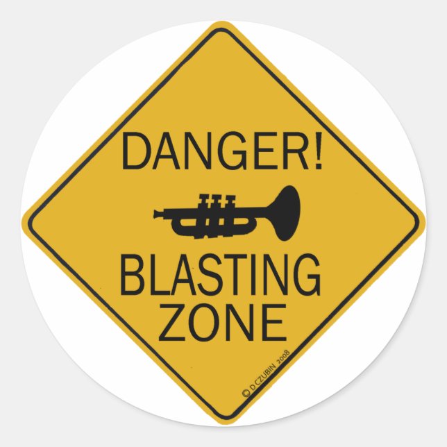 Danger Blasting Zone Classic Round Sticker (Front)