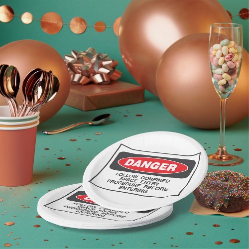 Danger Confined Space Sign Paper Plates