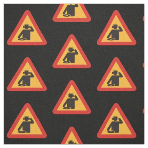 Danger, DJs at Work Pattern Fabric