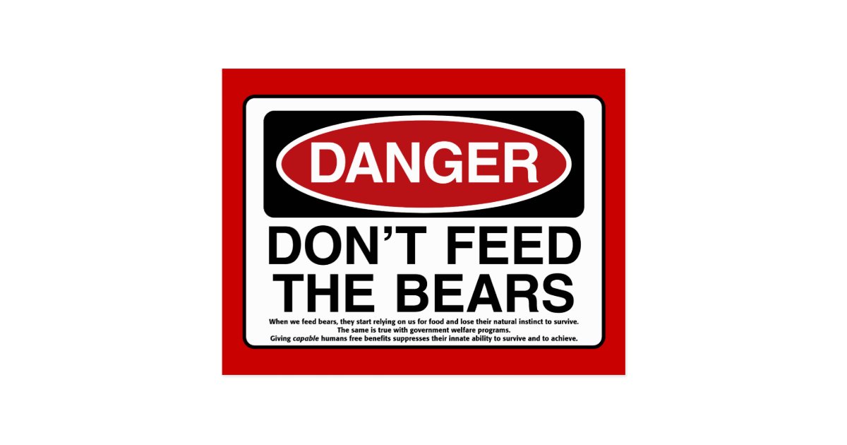 DANGER: Don't Feed the Bears Postcard | Zazzle.com