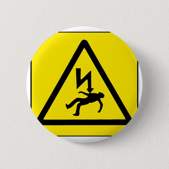 Danger Electricity Pinback Button (Front)
