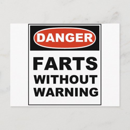 Danger Farts Without Warning Postcard