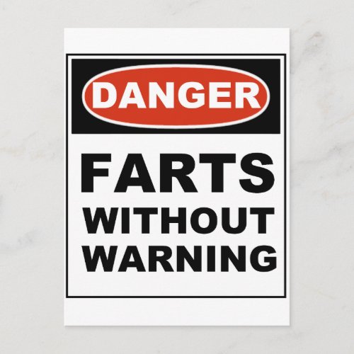 Danger Farts Without Warning Postcard