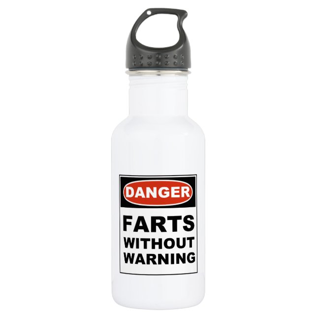 Danger Farts Without Warning Stainless Steel Water Bottle (Front)