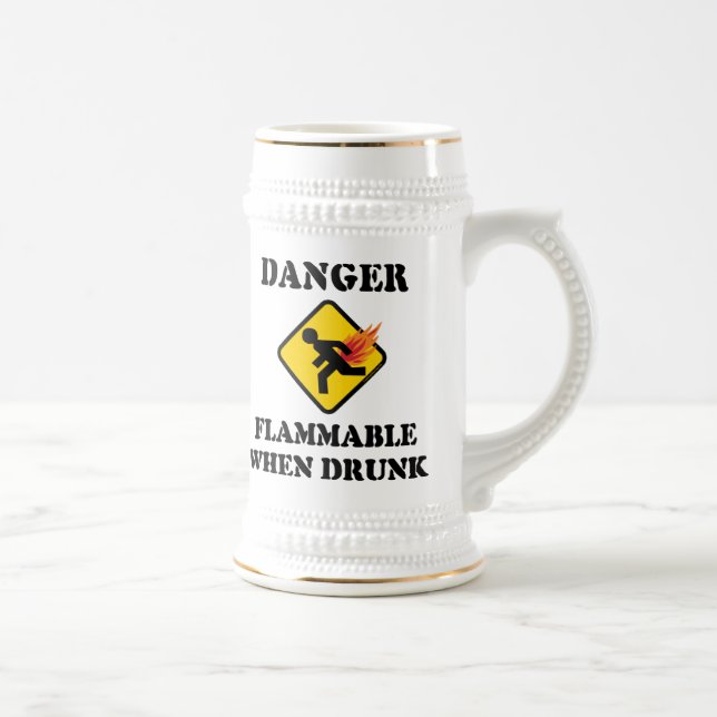 Danger Flammable When Drunk - Funny Fart Humor Beer Stein (Right)