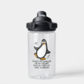 Danger Funny Penguin Water Bottle (Back)
