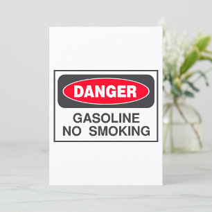 Danger Gasoline No Smoking Sign Invitation