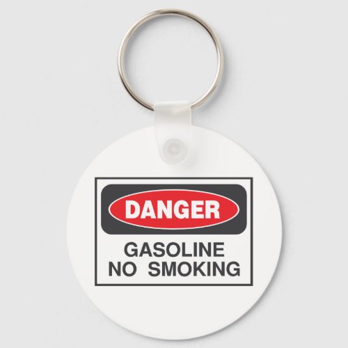 Danger Gasoline No Smoking Sign Keychain