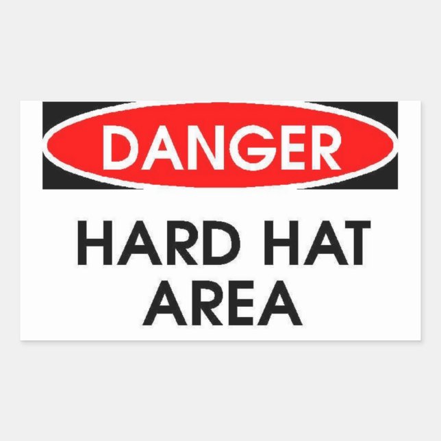 Danger Hard Hat Area Sticker (Rectangle) (Front)