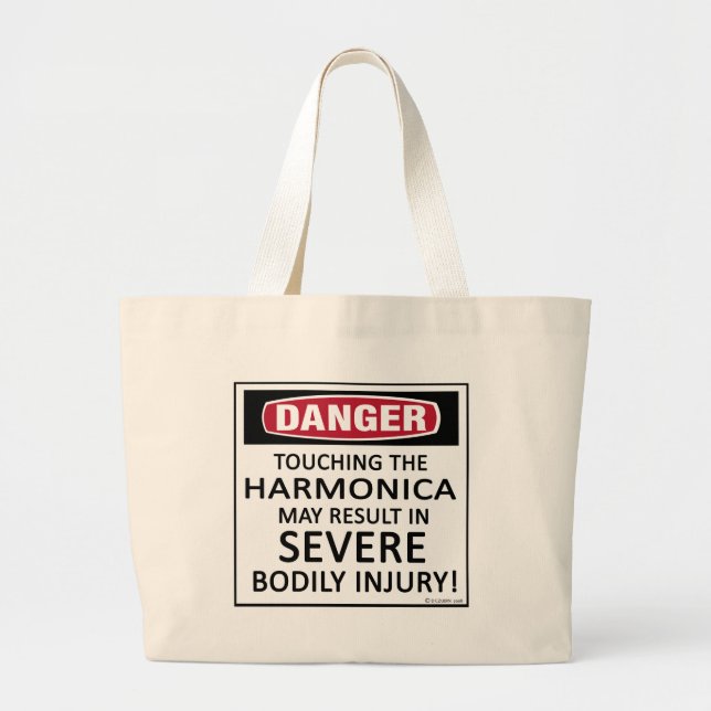 Danger Harmonica Large Tote Bag (Front)