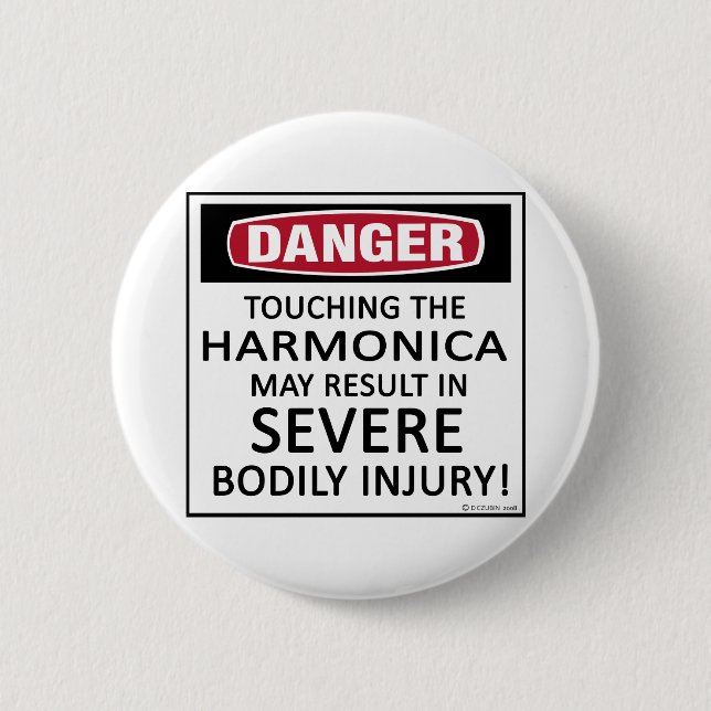 Danger Harmonica Pinback Button (Front)