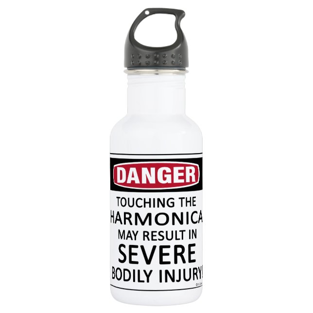 Danger Harmonica Stainless Steel Water Bottle (Front)