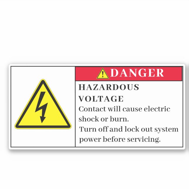 Danger Hazardous Voltage Label  Er25 (Front)