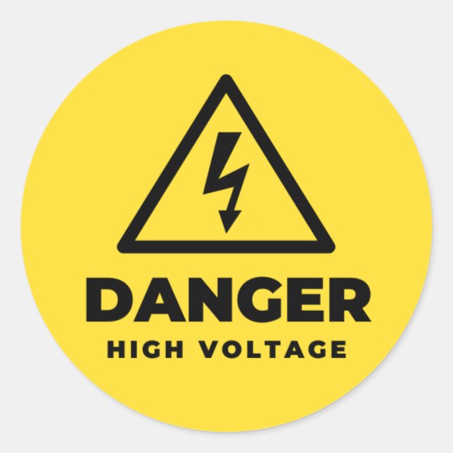 Danger High Voltage Classic Round Sticker (Front)
